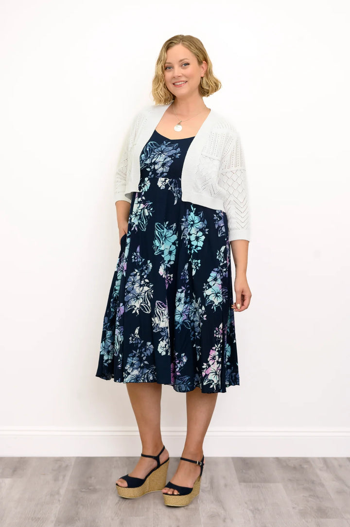 Shauna Bamboo & Linen Dress - Moonlit Petals