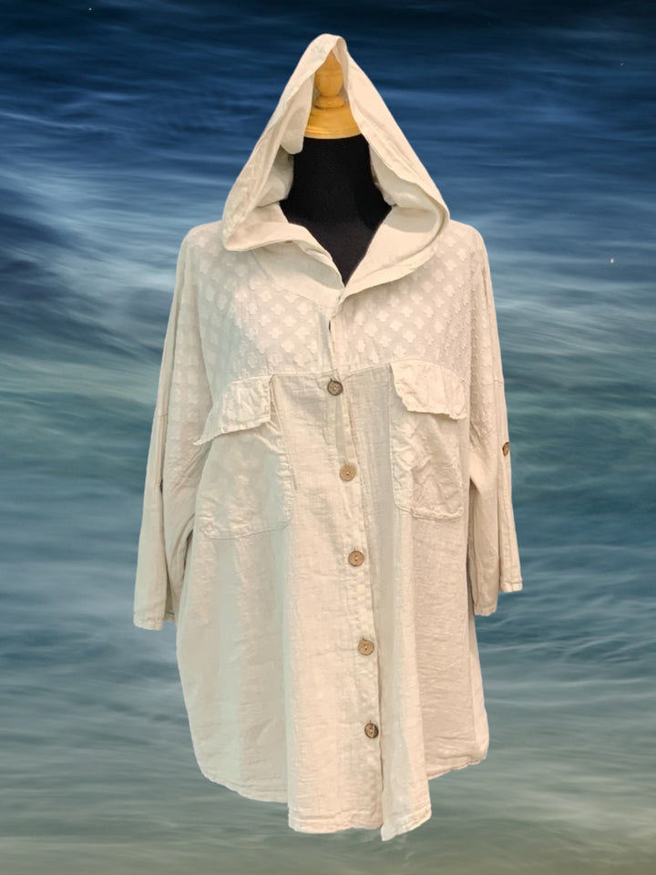 Moroccan Tile Textured Linen Hoody