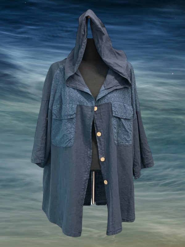 Moroccan Tile Textured Linen Hoody