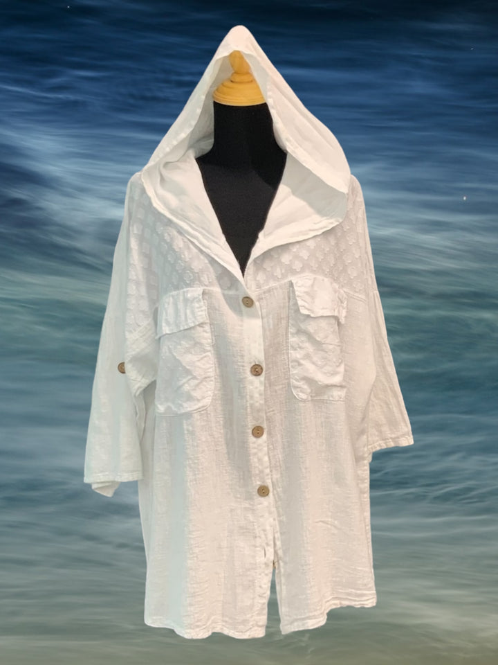 Moroccan Tile Textured Linen Hoody