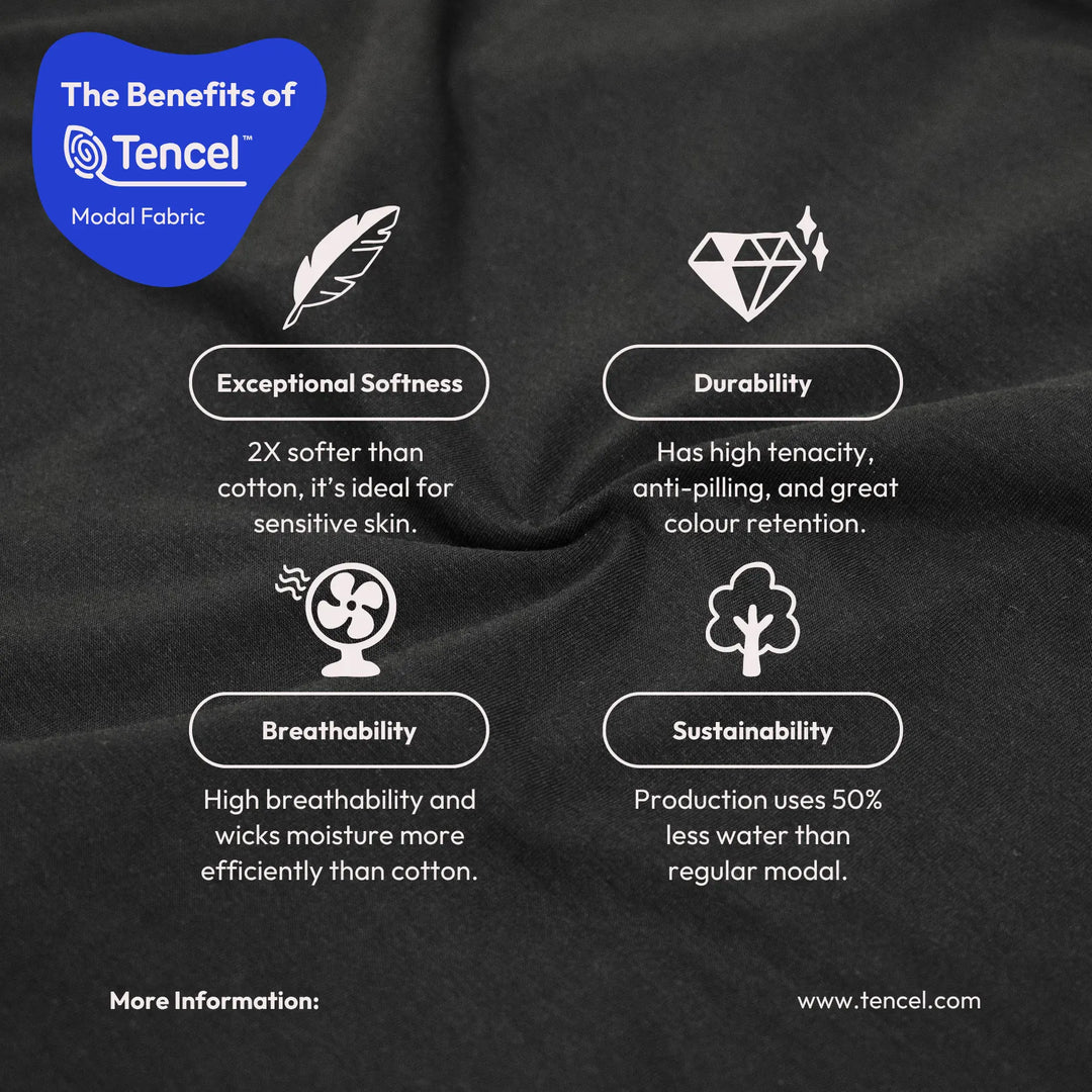 Benefits of Tencel Modal Fabric on a black fabric background