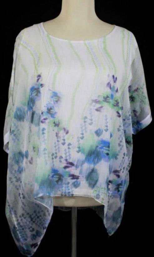 23-3352 Raglan Sleeve Printed Chiffon Top