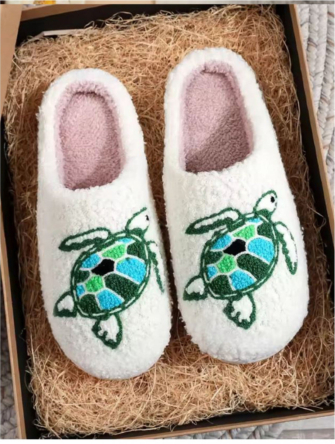 Soft Plush Turtle Fuzzy Non-Slip Slippers