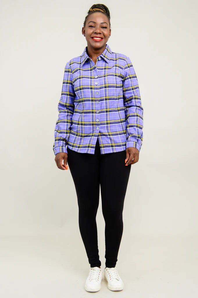 Alexis Cotton Top - Comfrey Plaid