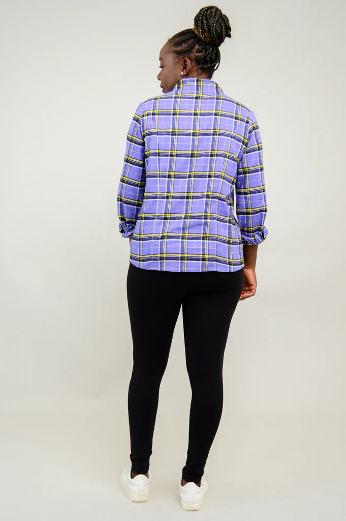 Alexis Cotton Top - Comfrey Plaid