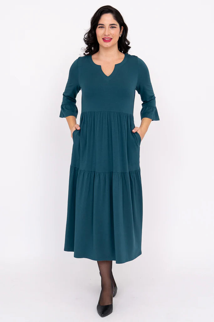 Bernadette Long Teal French Terry  Dress