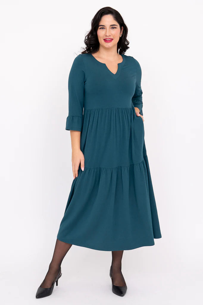 Bernadette Long Teal French Terry  Dress