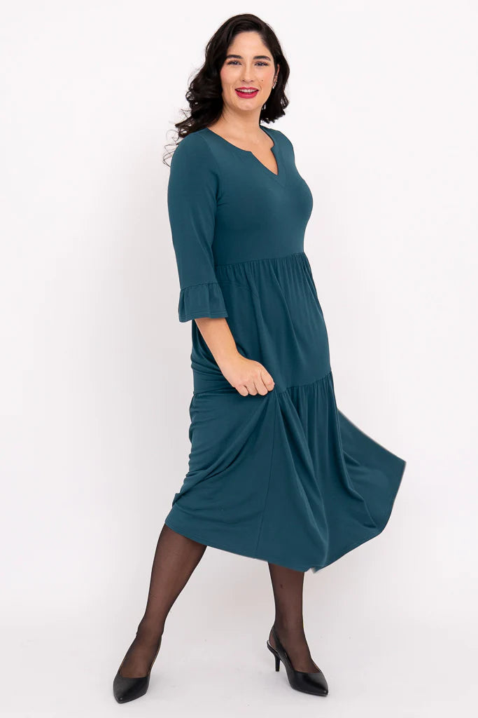 Bernadette Long Teal French Terry  Dress