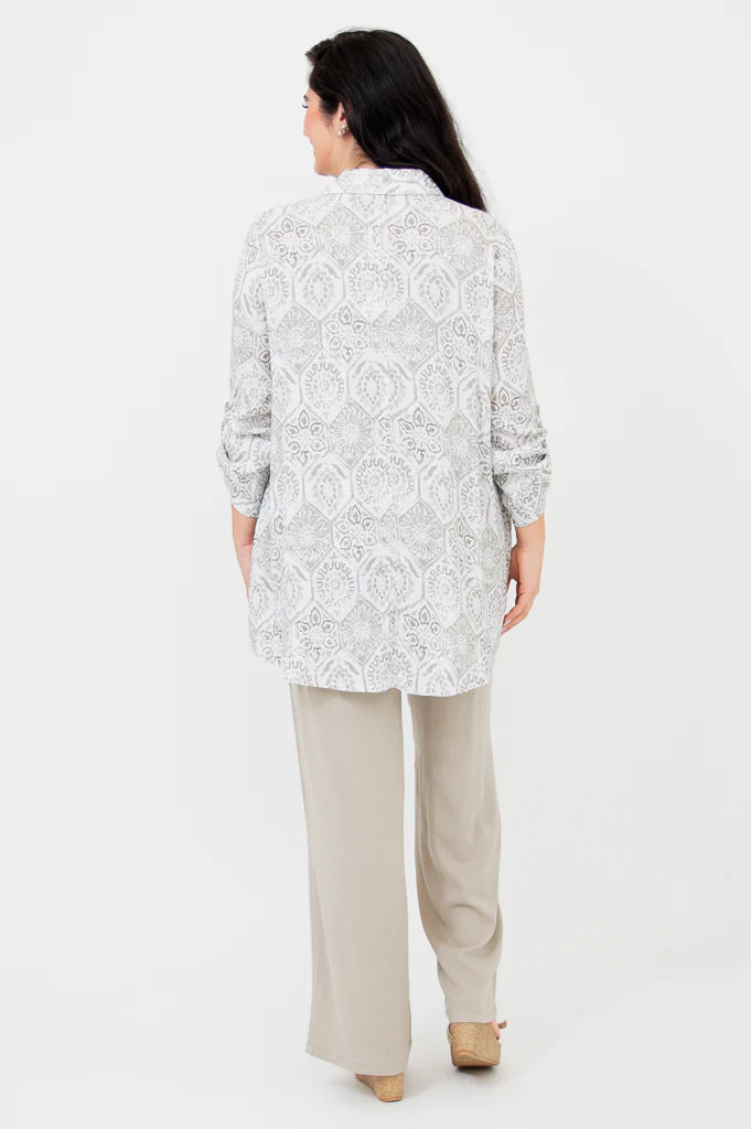 Celine Linen / Bamboo Blouse - Mosaic