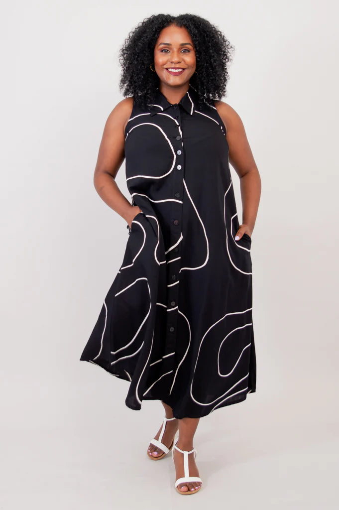 Cissy Button Front Grafio Dress