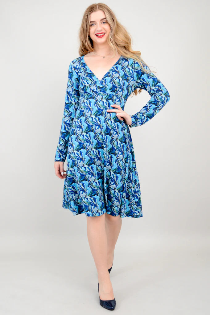 Denver Long Sleeve Bamboo Dress - Moon Shards - Size Medium
