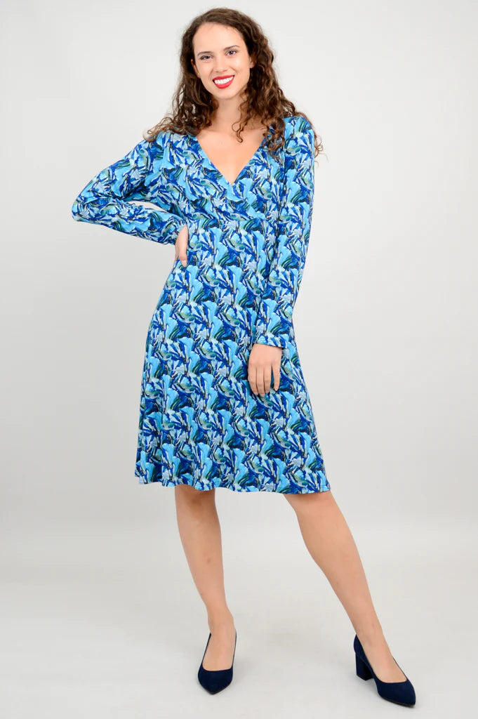Denver Long Sleeve Bamboo Dress - Moon Shards - Size Medium