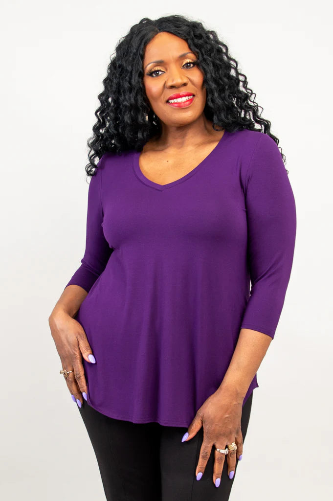 🇨🇦 Jackie Bamboo 3/4 Sleeve Top - Royale