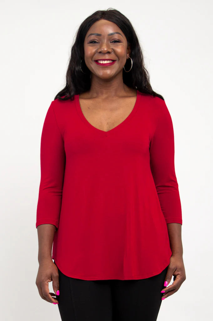 🇨🇦 Jackie Bamboo 3/4 Sleeve Top - Lipstick