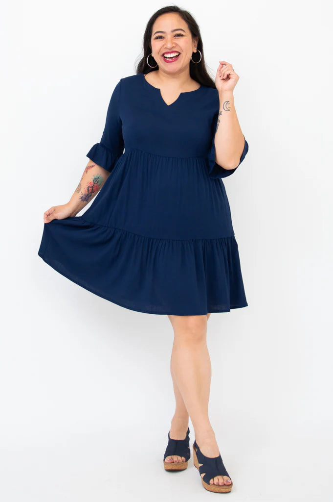 Karena Bamboo / Linen Dress - Indigo