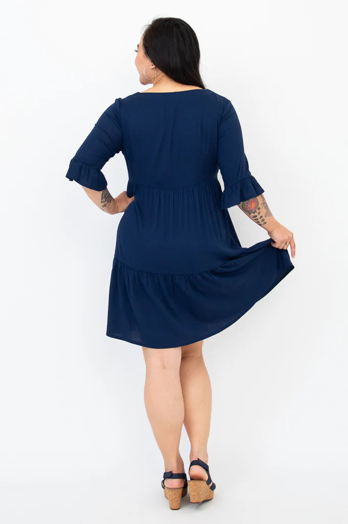 Karena Bamboo / Linen Dress - Indigo