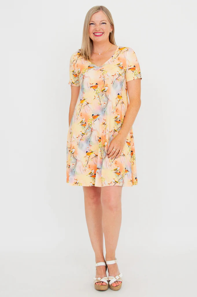 Lanai Short Sleeve Dress - Songbird - Size Small
