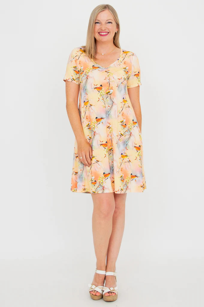 Lanai Short Sleeve Dress - Songbird - Size Small