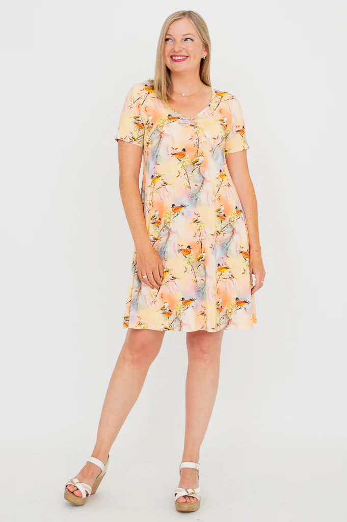 Lanai Short Sleeve Dress - Songbird - Size Small