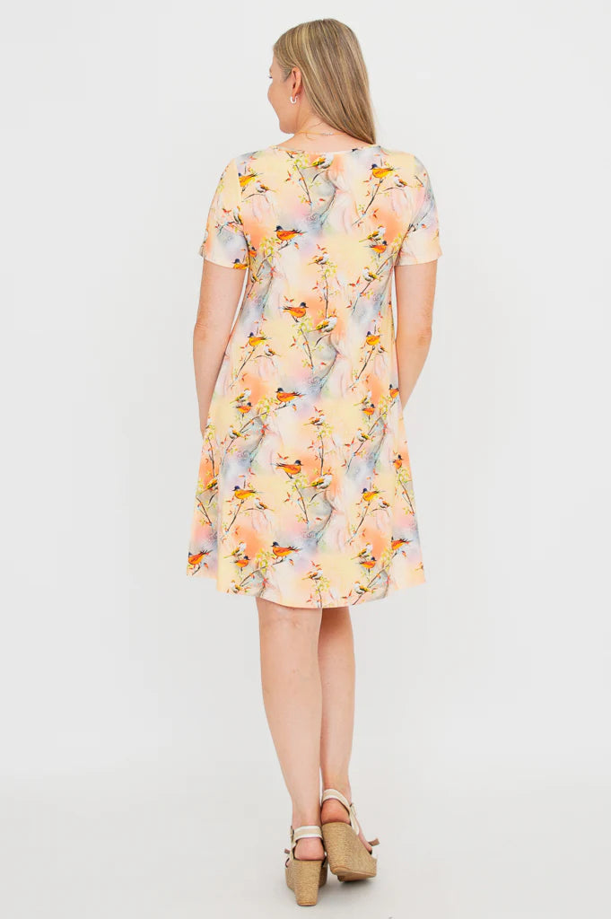 Lanai Short Sleeve Dress - Songbird - Size Small