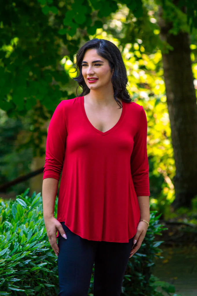 🇨🇦 Jackie Bamboo 3/4 Sleeve Top - Lipstick