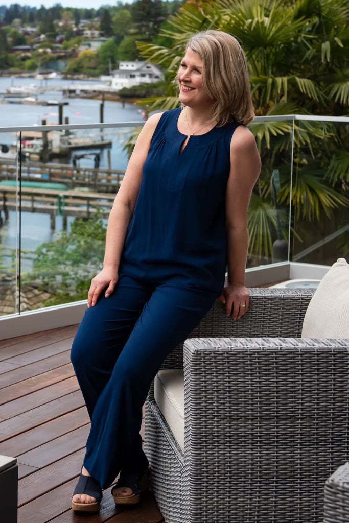 Scarlette Bamboo / Linen Tank Top - Indigo