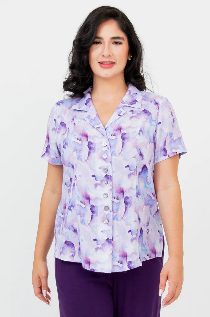 Samantha Short Sleeve Linen / Bamboo Blouse