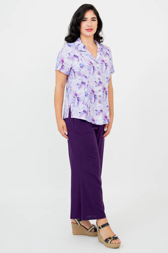 Samantha Short Sleeve Linen / Bamboo Blouse