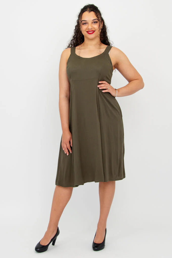 Shauna Linen & Bamboo Dress - Khaki