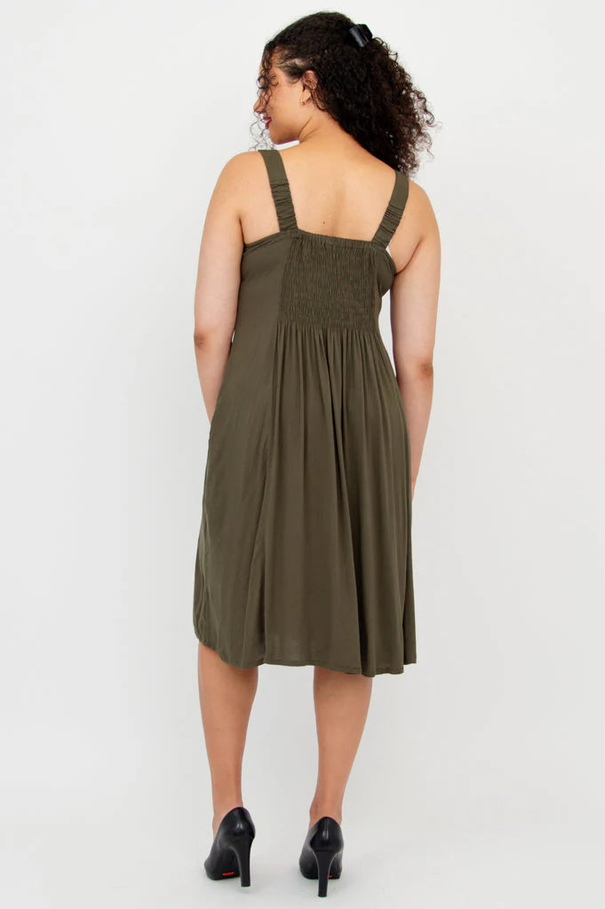 Shauna Linen & Bamboo Dress - Khaki