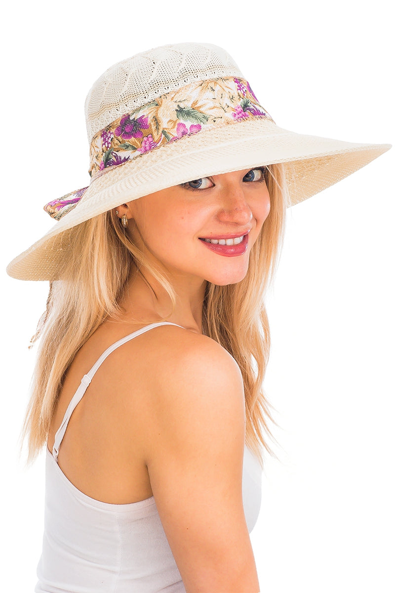 Floral Chiffon Crochet Derby Hat