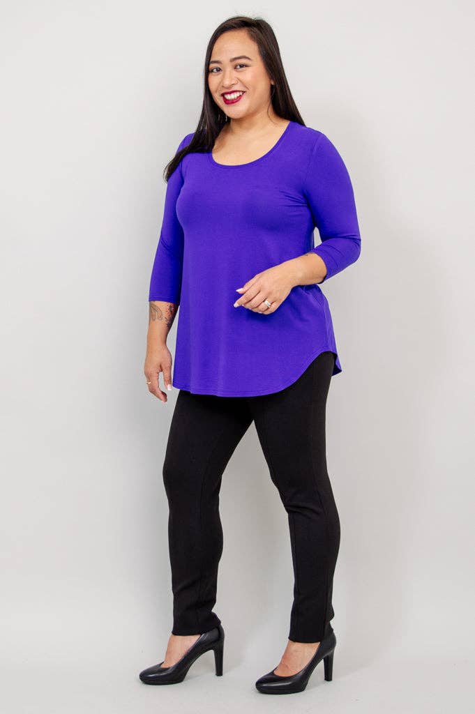 Blue Sky Jazz 3/4 Sleeve Bamboo Top - Violet - Sheer Essentials Lingerie & Swimwear