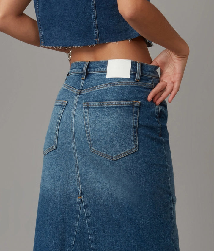 Madlyn High Rise Jean Maxi Skirt