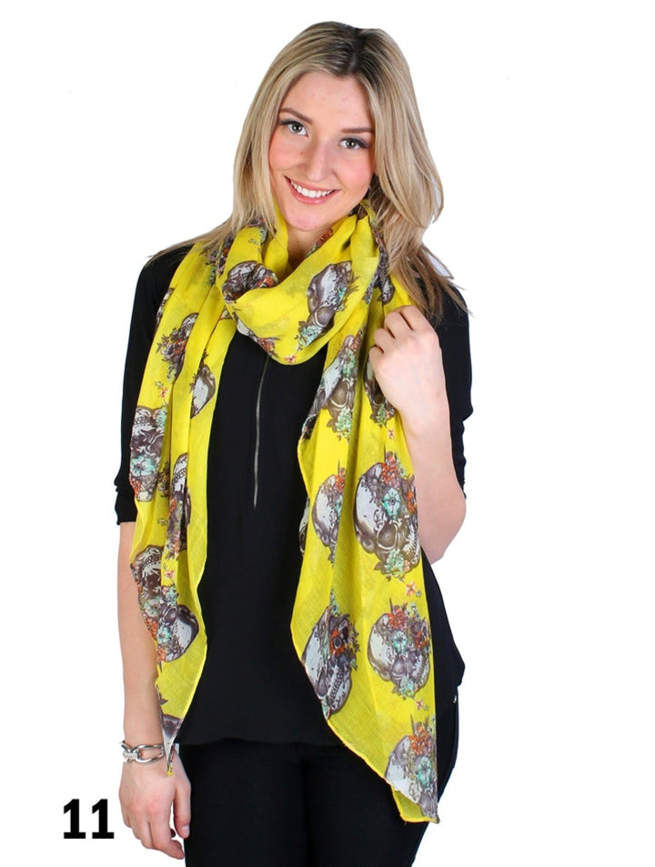 FLOWERS ON SKULLS SCARF