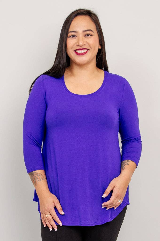 Blue Sky Jazz 3/4 Sleeve Bamboo Top - Violet - Sheer Essentials Lingerie & Swimwear