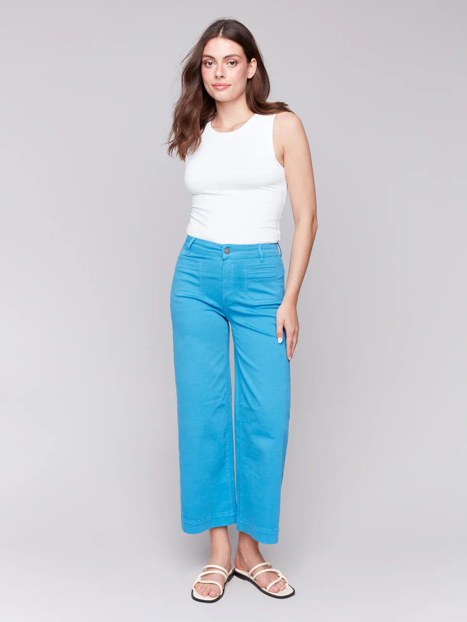 Patch Pocket Flare Twill Pants - Lagoon