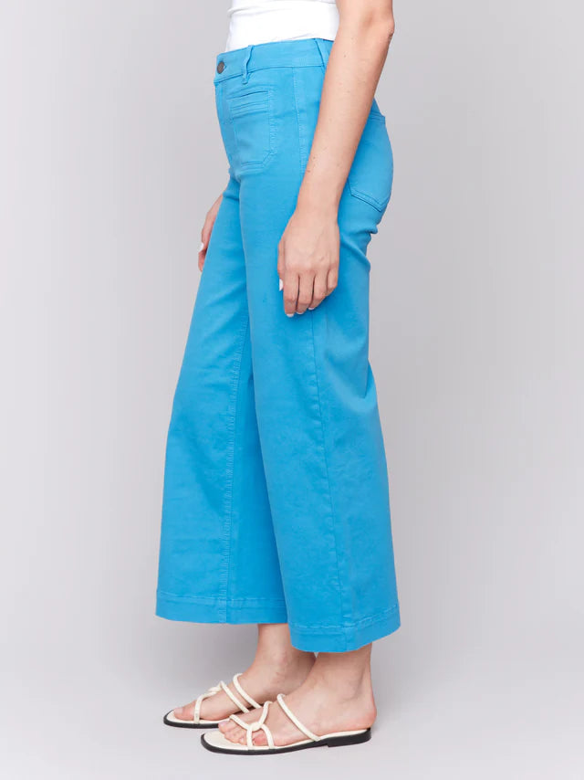 Patch Pocket Flare Twill Pants - Lagoon