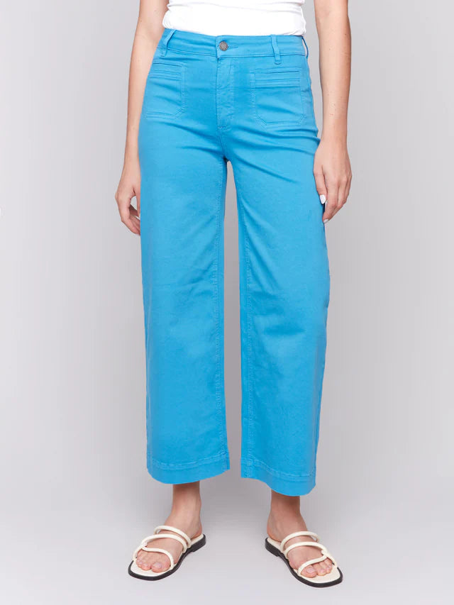Patch Pocket Flare Twill Pants - Lagoon