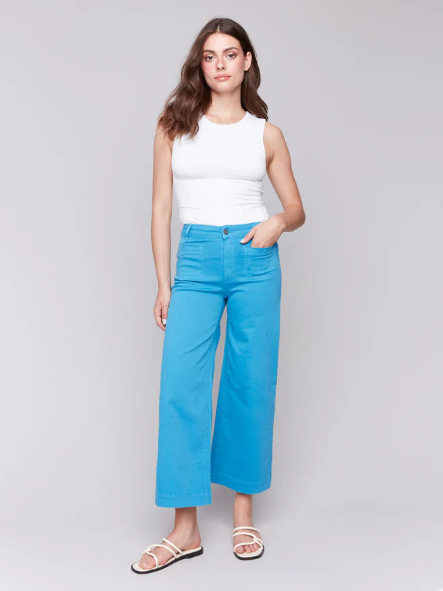 Patch Pocket Flare Twill Pants - Lagoon