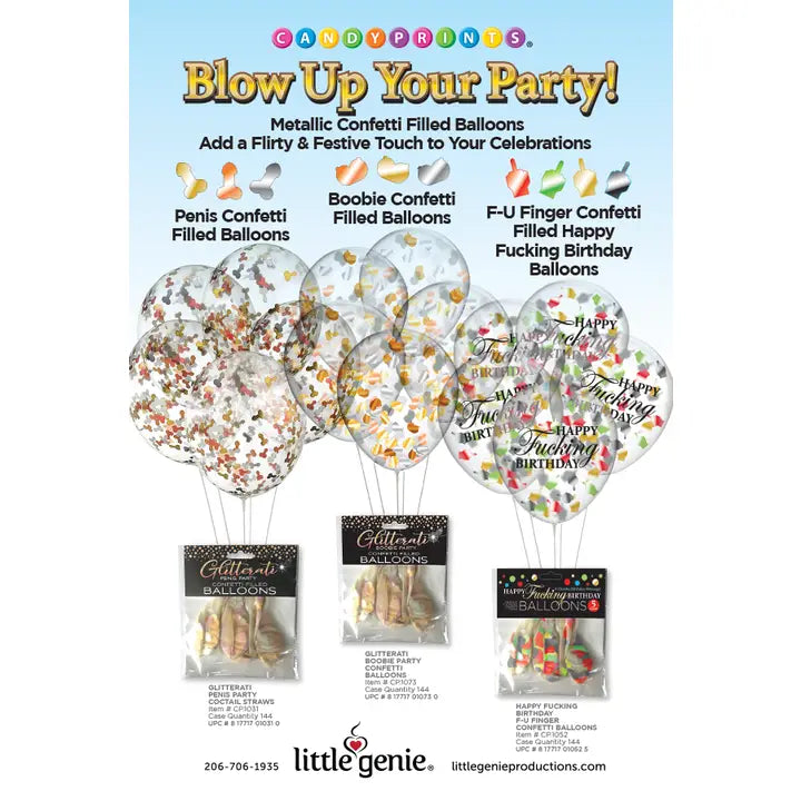 Glitterati Penis Confetti Balloons Pack of 5