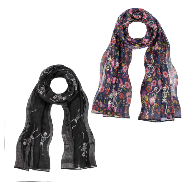 Glow in the Dark Skeleton Scarf