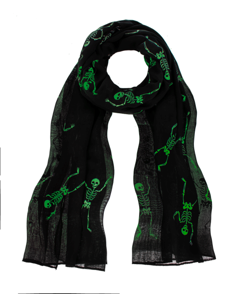 Glow in the Dark Skeleton Scarf