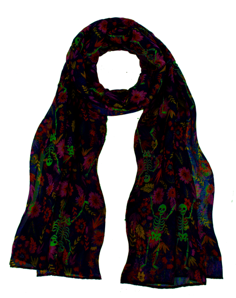Glow in the Dark Skeleton Scarf