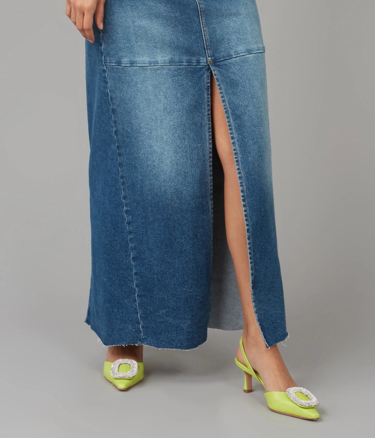 Madlyn High Rise Jean Maxi Skirt