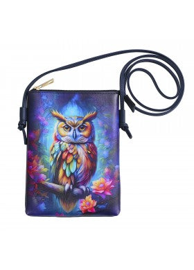 Owl Printed Cross Body Purse w/ Cell Pocket