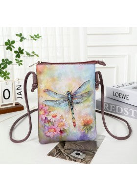 Dragonfly Printed Cross Body Purse w/ Cell Pocket