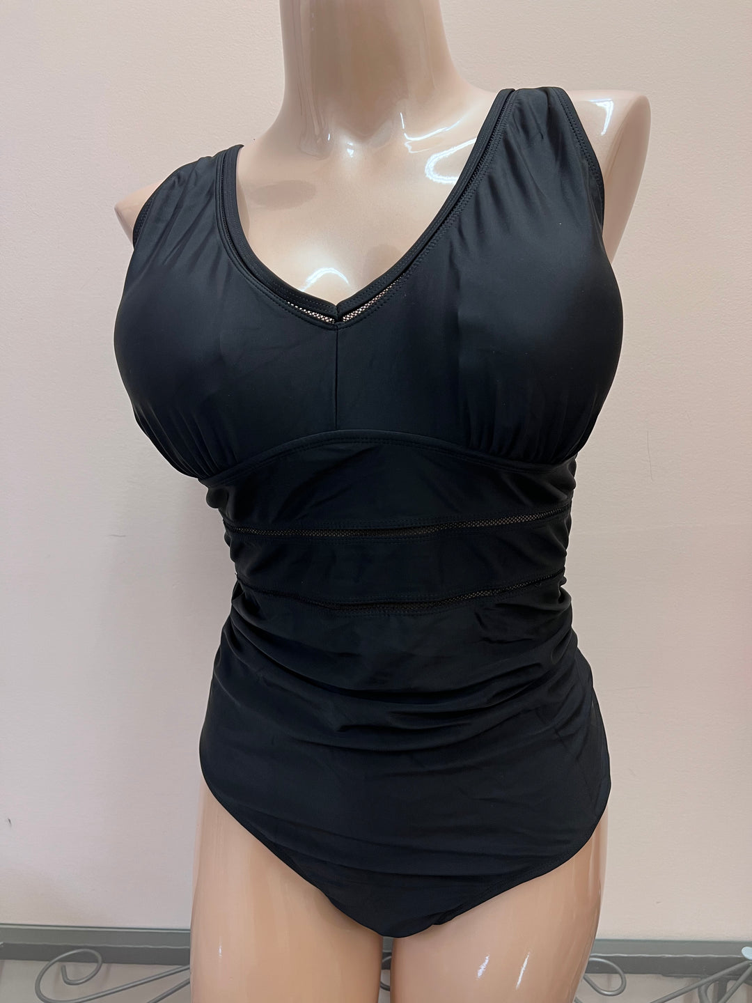 1 Piece Tank Swimsuit with Detail  - Black