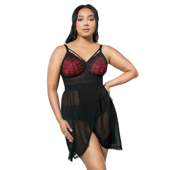 Mia Lace Chemise - Black