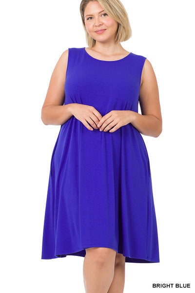 Flared Dress With Pockets - Bright Blue