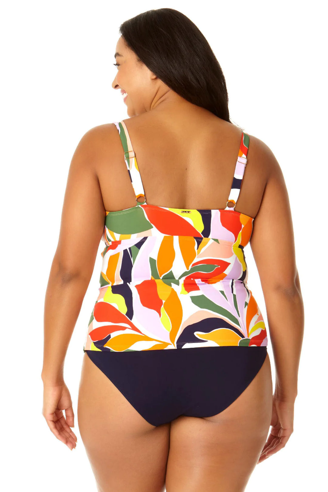 Twist Front Underwire Tankini Swim Top - Palm Party